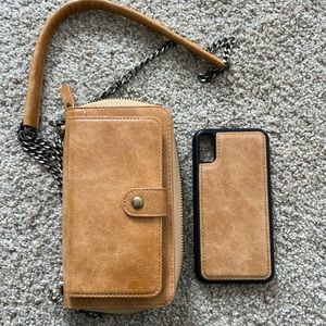 Crossbody wallet with magnetic phone case
